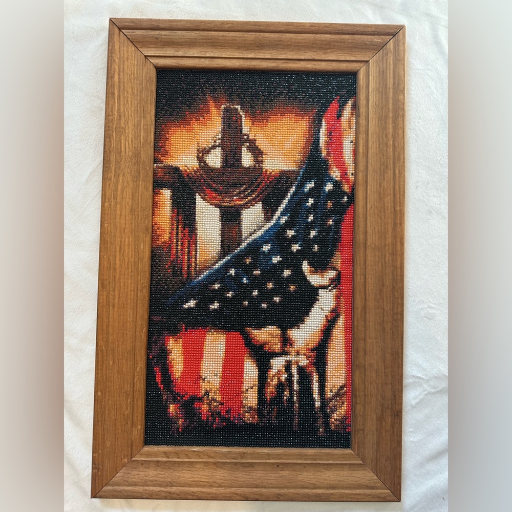 Framed Patriotic Beaded Artwork